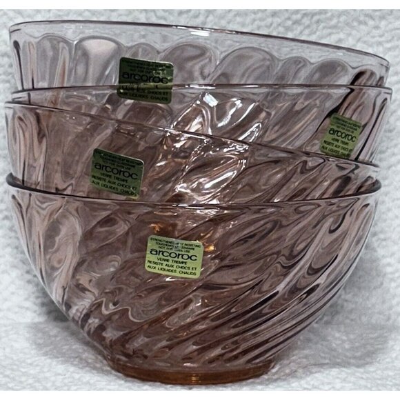 Arcoroc France 20 Piece Set Rosaline Swirling Pattern  Light Pink Vintage 1980s - Picture 2 of 16